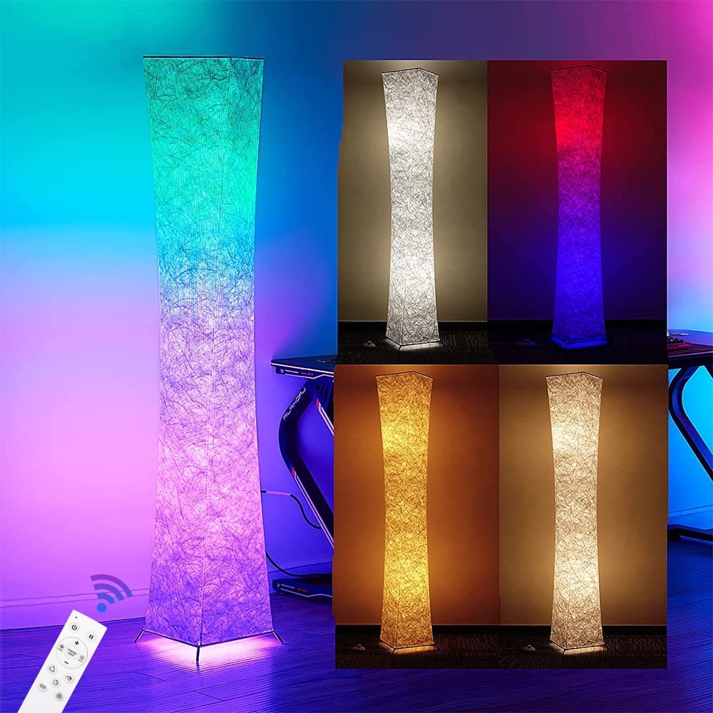 G  PEH Soft Light Floor Lamp,LED Floor Lamp 59'' RGB Tall Lamps 7 Colors Changing Dimmable LED Bulbs Remote Control, Floor Lamp for Living Room,Bedroom