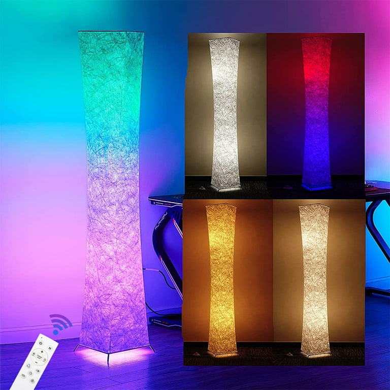 G PEH Soft Light Floor Lamp LED Floor Lamp 59 RGB Tall Lamps 7 Colors Changing Dimmable LED Bulbs Remote Control Floor Lamp for Living
