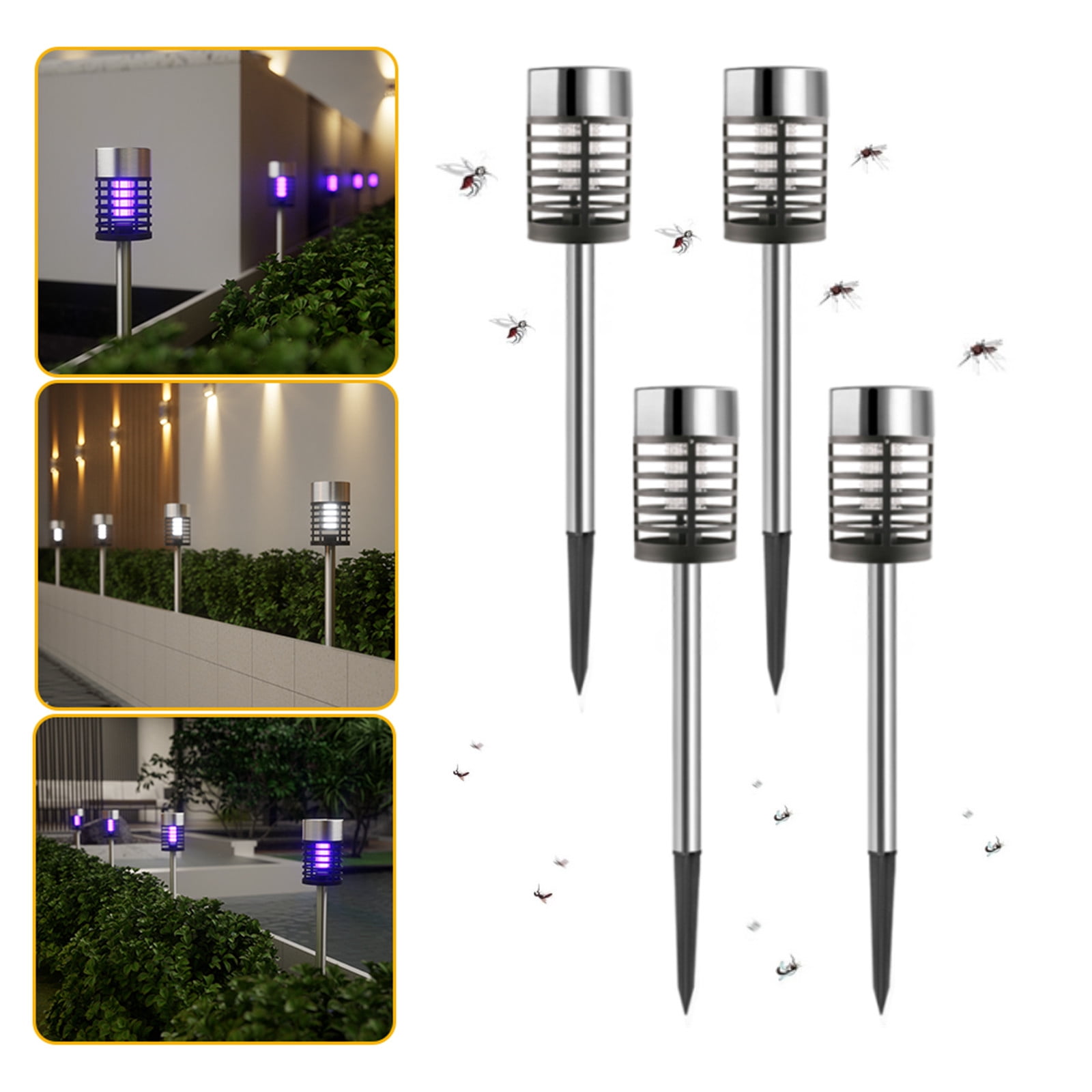 G · PEH Solar Bug Zapper,  4 Pack Outdoor Mosquito Repellent Patio Outdoor Mosquito Zapper for Moths,Gnats,Flies Electric Fly Zapper for Garden