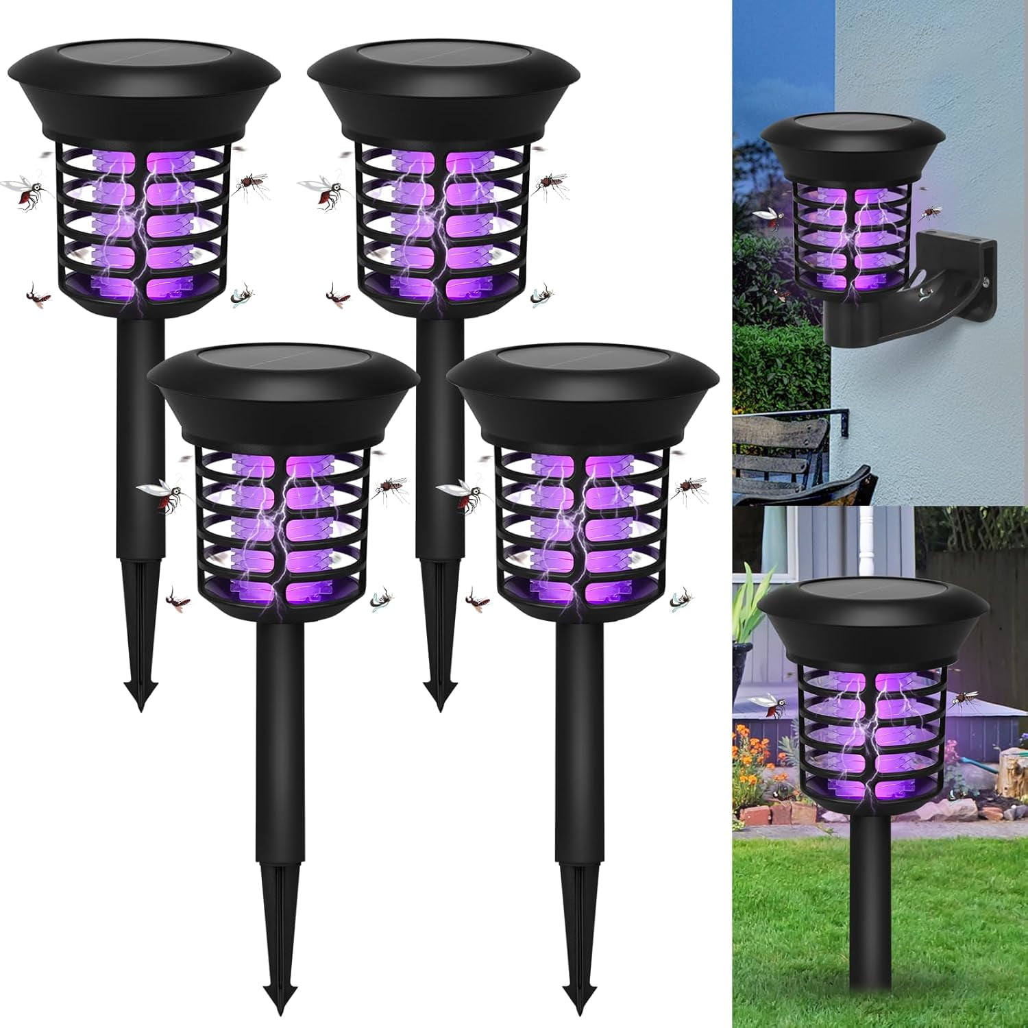 G · PEH Solar Bug Zapper Outdoor, 4 Pack Mosquito Zapper Outdoor
