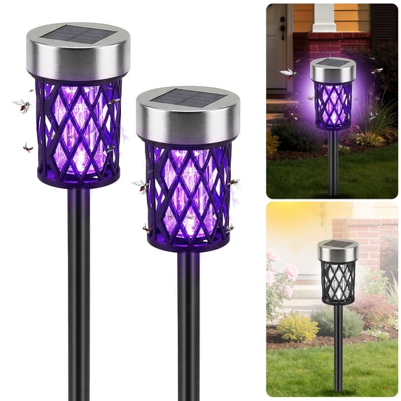 G · PEH Solar Mosquito Zapper, 2 Packs Outdoor Mosquito Repellent Mosquito Trap Waterproof Bug Zapper for Outside Solar Fly Zapper for Garden