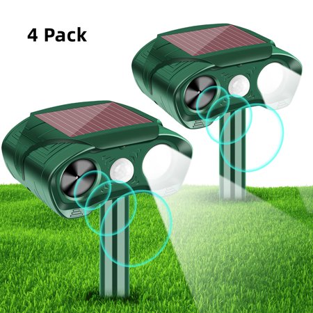 G·PEH Ultrasonic Animal Repellent Outdoor, Solar Animal Repeller with Motion Sensor Flashing Light Waterproof Animal Deterrent Devices for Deer Raccoon Cat Squirrel Skunk Dog Rabbit(4Pack)
