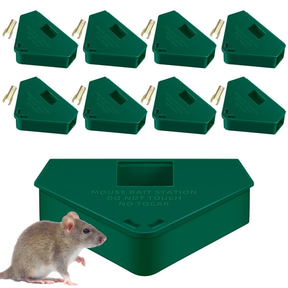 GPEH Upgraded 8 Pcs Mouse Bait Station with Keys Visible Window Indoor Outdoor for Rats Mice Rodents (Green)