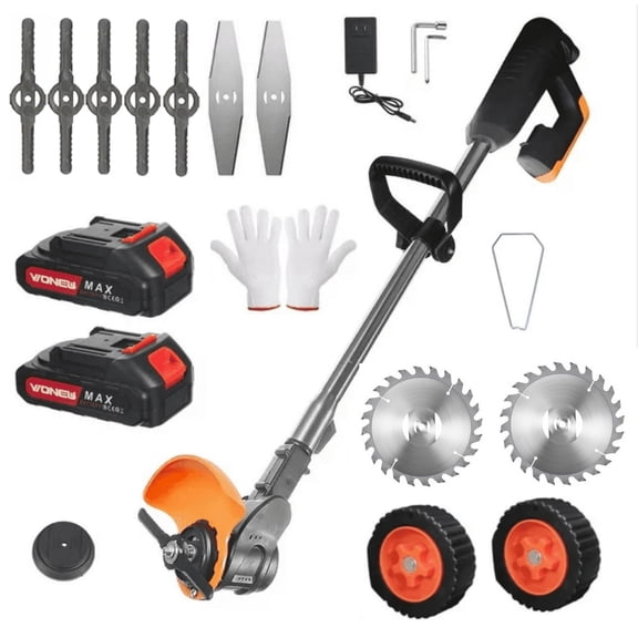 G·PEH Weed Wacker Grass Trimmer, 24V Cordless Weedeater Lightweight Electric Brush Cutter with 2 Batteries and Charger for Home Garden Yard Trimming