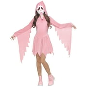 Scream Pink Glitter Ghost Face Halloween Costume for Children, 2-Piece, Girls' Size M (7/8), by Fun World