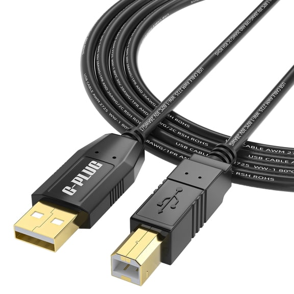 G-PLUG USB 2.0 USB-A to USB-B Printer Cable, 6 ft, Black