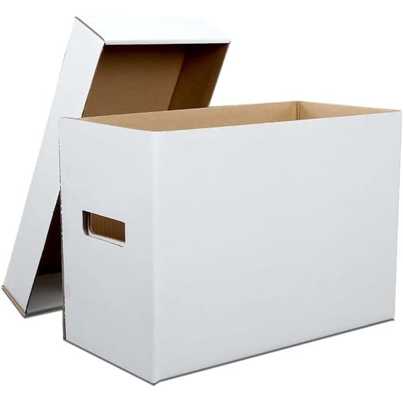 G-PLUS Comic Books Storage Boxes W/Lids Short Holds 150-175 10 Pack Stackable Durable Archive White Comic Book Storage