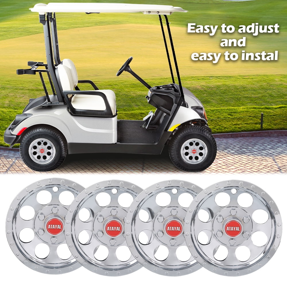 GPlus 10" Chrome Wheel Cover Hub Caps Fit for EZGO Club Car and Yamaha