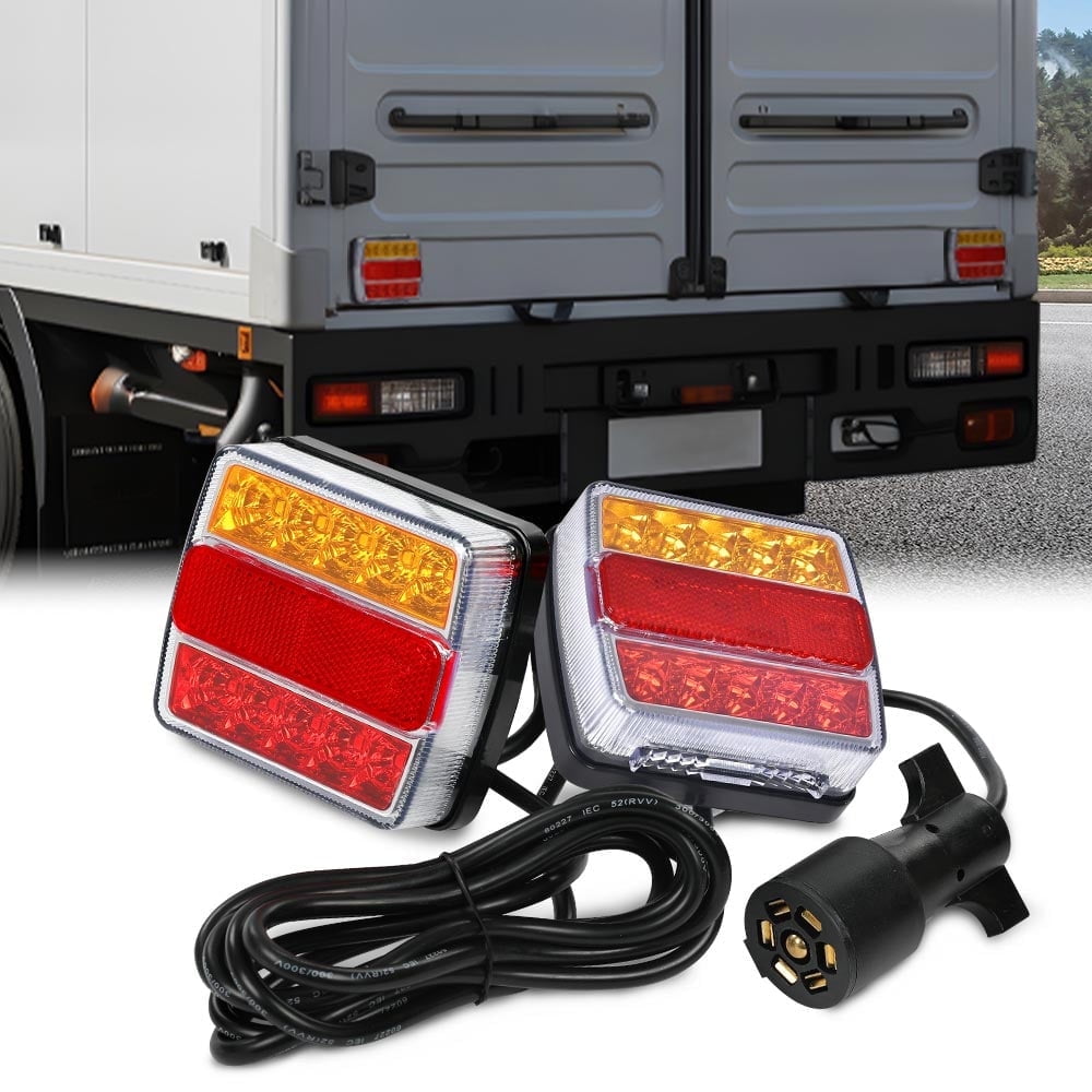 GPlus 2pcs LED Trailer Towing Light Kit 24ft Cable with 7 Pin