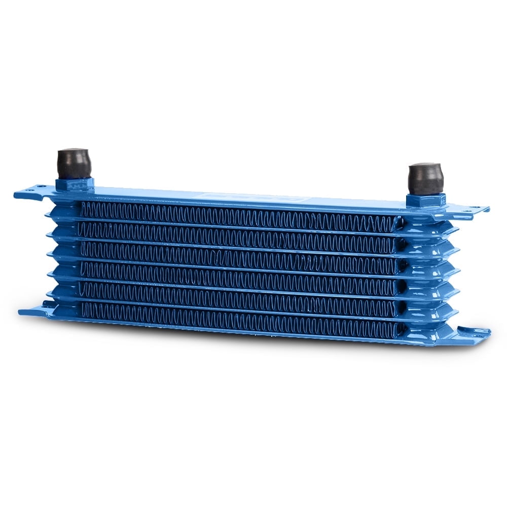 13-Row Blue Powder-Coated Aluminum Oil Cooler - 10AN Fittings, Racing & Performance Use