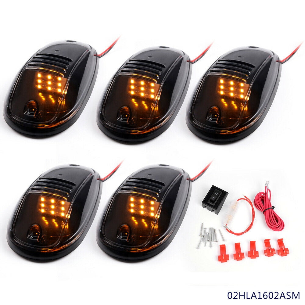 iJDMTOY 5PCS Black Smoked LED Cab Roof Top Marker Running Lamps With Amber  LED Lights For Ford F150 F250 F350 Dodge RAM GMC Sierra 1500 2500 Chevrolet  Silverado Toyota Tundra Tacoma Truck