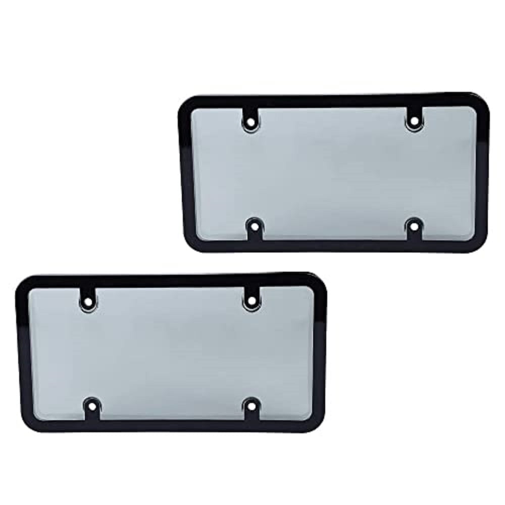 G-Plus Car License Plates Covers and Frames Combo, 2 Pack Smoked Clear  Design Novelty License Plate Shields and Frames Combo to Fit Any Standard  US Plates Screws Included 