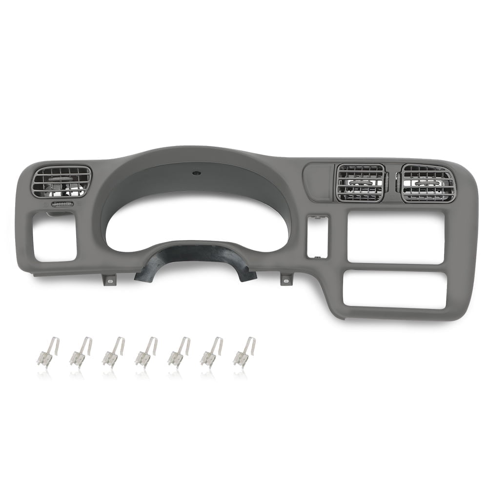 G-PLUS Double DIN Dashboard Bezel Cluster Radio Trim Compatible With Chevy Blazer S10 GMC Jimmy Sonoma 1998-2004 Gray