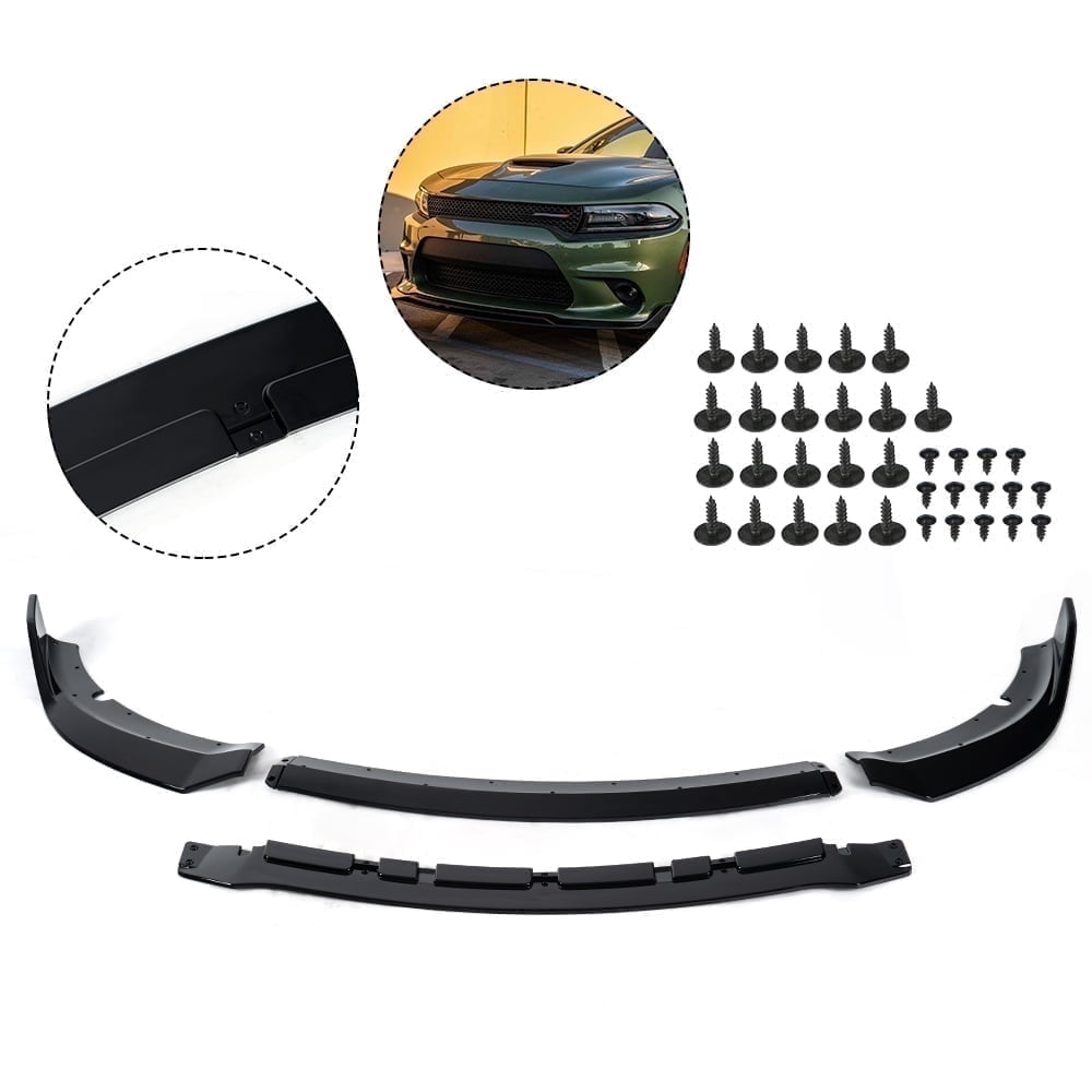 Front Bumper Lip For Dodge Charger SRT RT GT SXT 2015-2023 – Glossy Black ABS Spoiler Splitter Body Kit - View #5
