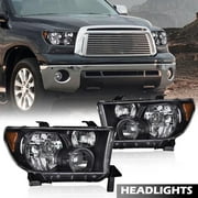 G-Plus Headlights Bumper Headlamps Fit for 2007-2013 Toyota Tundra/2008-2017 Sequoia Clear lens Black Housing Amber Reflector