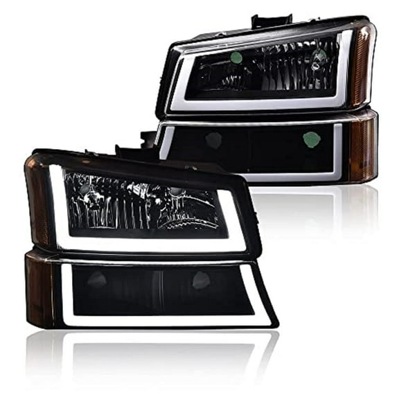 G-Plus LED DRL Headlights Fit for 2003-2006 Chevy Silverado Avalanche Bumper Headlamps