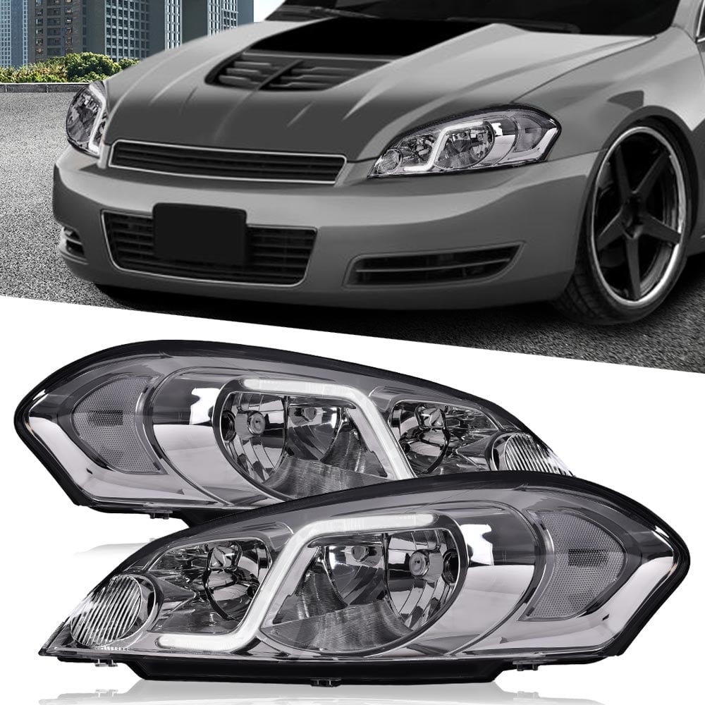 G-Plus LED DRL Headlights Bumper Headlamps Fit for 2006-2007 Chevy ...