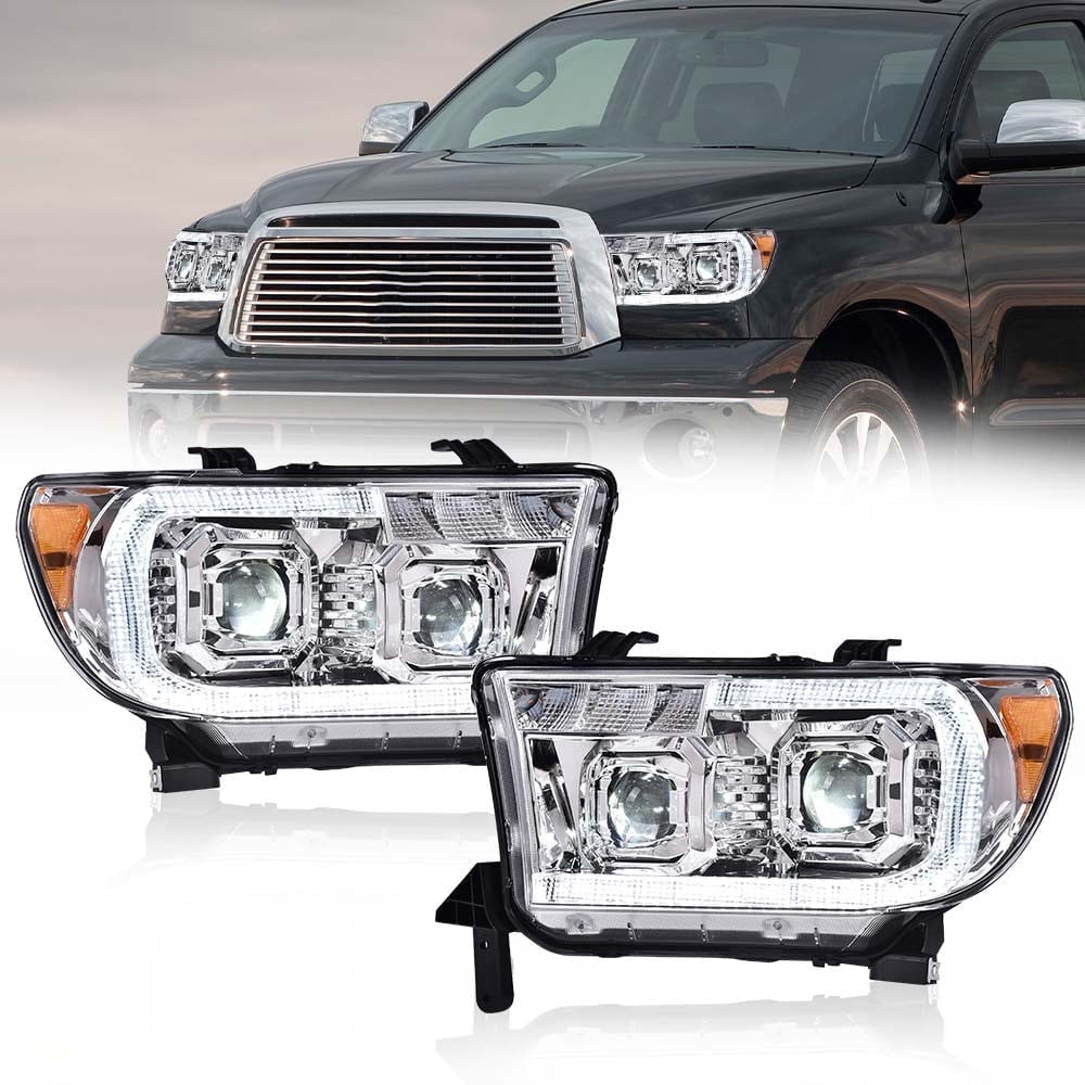 GPlus LED Headlights Assemblies LED Tube Fit for Toyota Tundra 2007