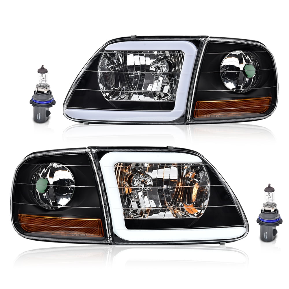 Fits 1997-2003 Ford F150 Expedition Black Headlights Corner Signal Lamps 97-03 E - Foto 3