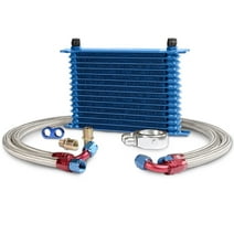 G-Plus Universal 15 Row AN10-10AN Aluminum Engine Transmission Oil Cooler Kit + Oil Hose End Kit