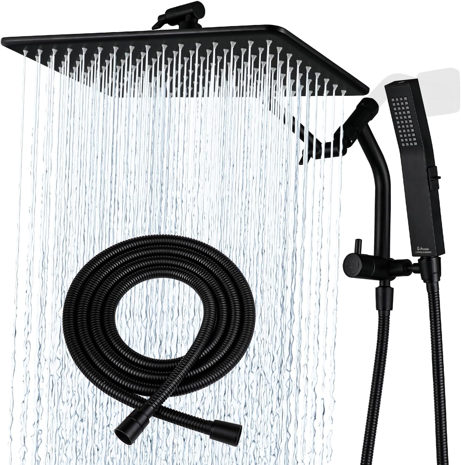 G-Promise All Metal Rain Shower Head With Built-in Power Wash Mode For - View #9