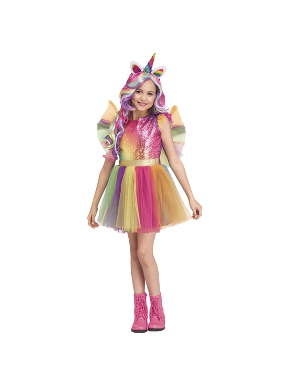 Rainbow Unicorn Halloween Costume for Children, Girls' Size S (6/6x), by Way to Celebrate