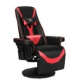 thumbnail image 1 of G-ROCKER Queen Throne Video Gaming Recliner Chair, Ergonomic High Back Swivel Reclining Chair with Adjustable Backrest and Footrest, Lumbar Support, Headrest and Cupholders, Black Red, 1 of 6