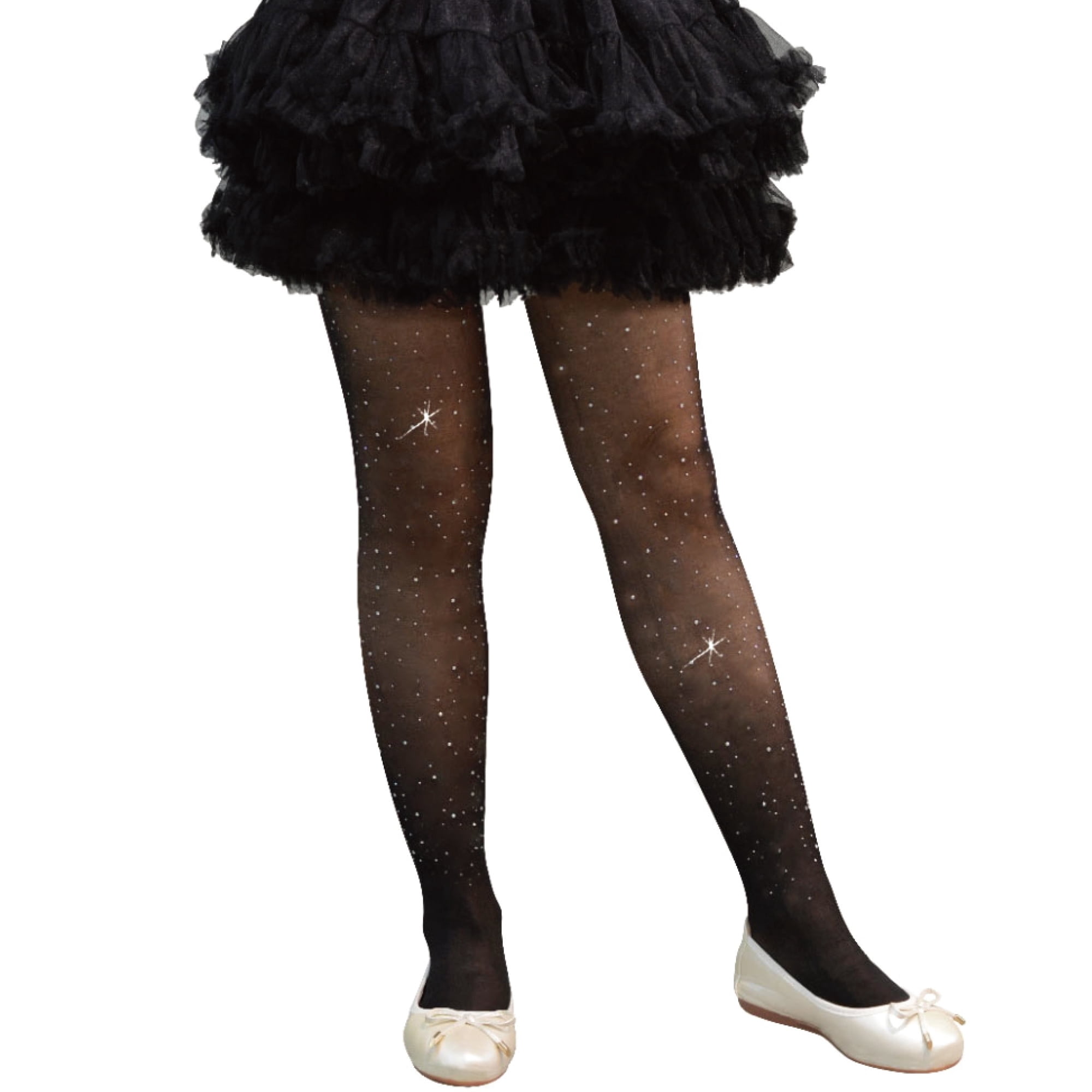 Rhinestone Opaque Tights Costume Accessory for Children, Black, M (8/10), Halloween by Way To Celebrate