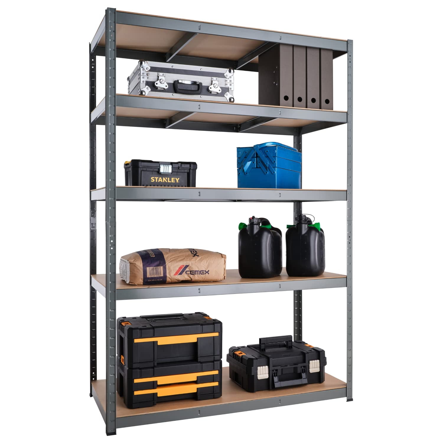 Black 5-Tier Heavy-Duty Garage Shelving Unit with MDF Shelves