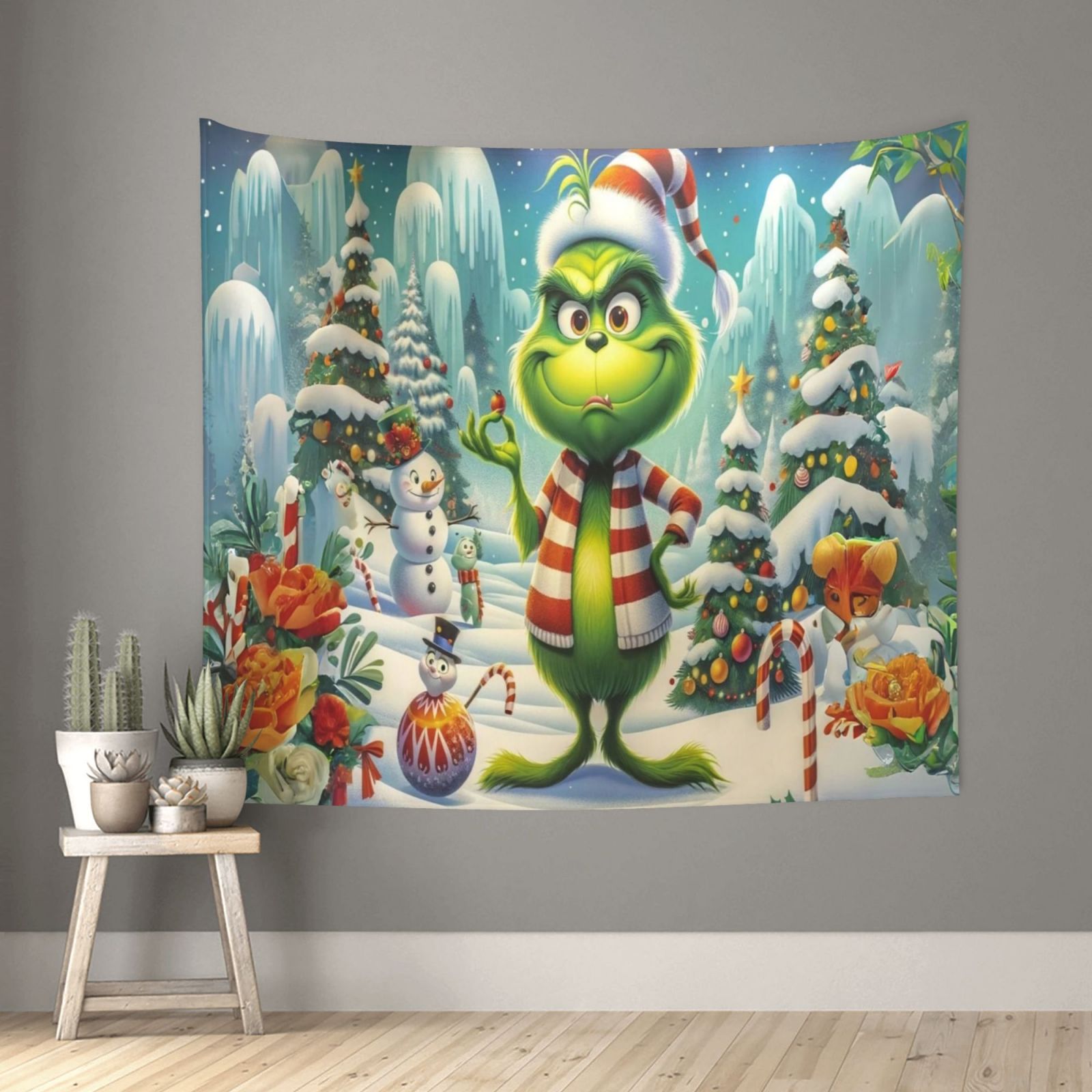 GRinch Tapestry Wall Hanging Print Fabric Tapestries Aesthetic Wall