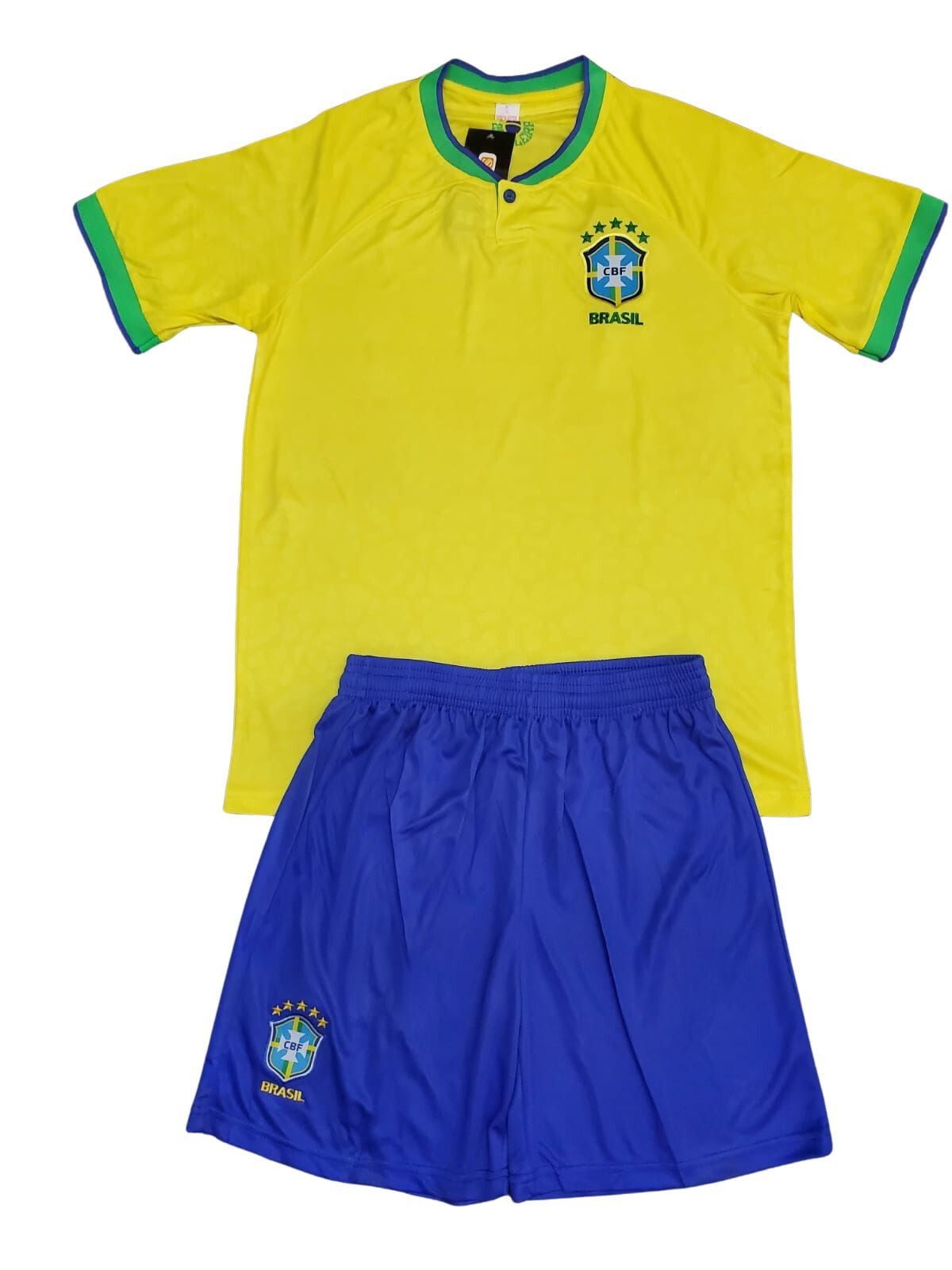 G&S Brazil Home Soccer Kid Set- Jersey and Short- Youth Small (8 Year old)