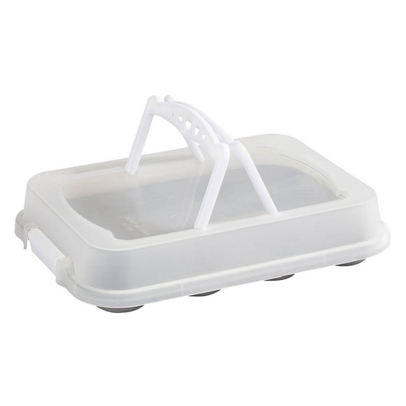 G & S Metal Products Company Ovenstuff Nonstick Muffin Bakeware Pan with Lid Cover With Handles, 12-Cup, White