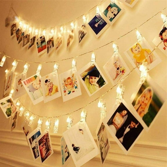 G.S Photo Clip String Lights LED Fairy Clip String Lights Hanging Photo Pictures Battery Operated for Gifts Patio Christmas Bedroom Wedding Birthday Party Halloween Festival Decor (no Battery)