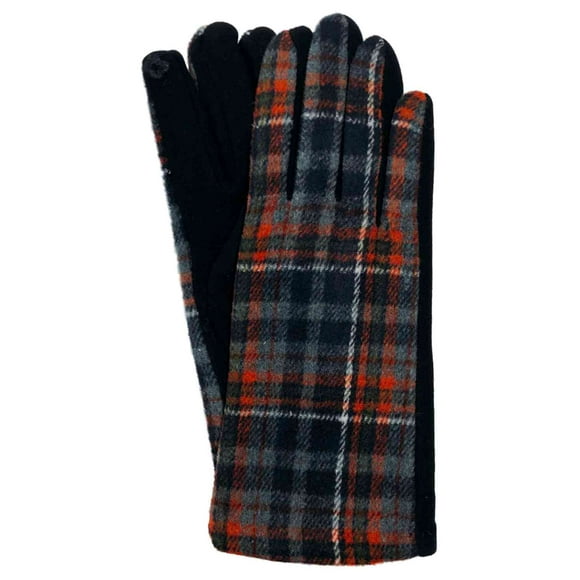 G&S Womens Blue & Red Plaid Stretch Fit Texting & Tech Smart Gloves