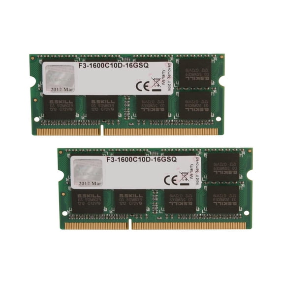 G.SKILL Standard Series 16GB (2 x 8GB) 204-Pin DDR3 SO-DIMM DDR3 1600 (PC3 12800) Laptop Memory Model F3-1600C10D-16GSQ