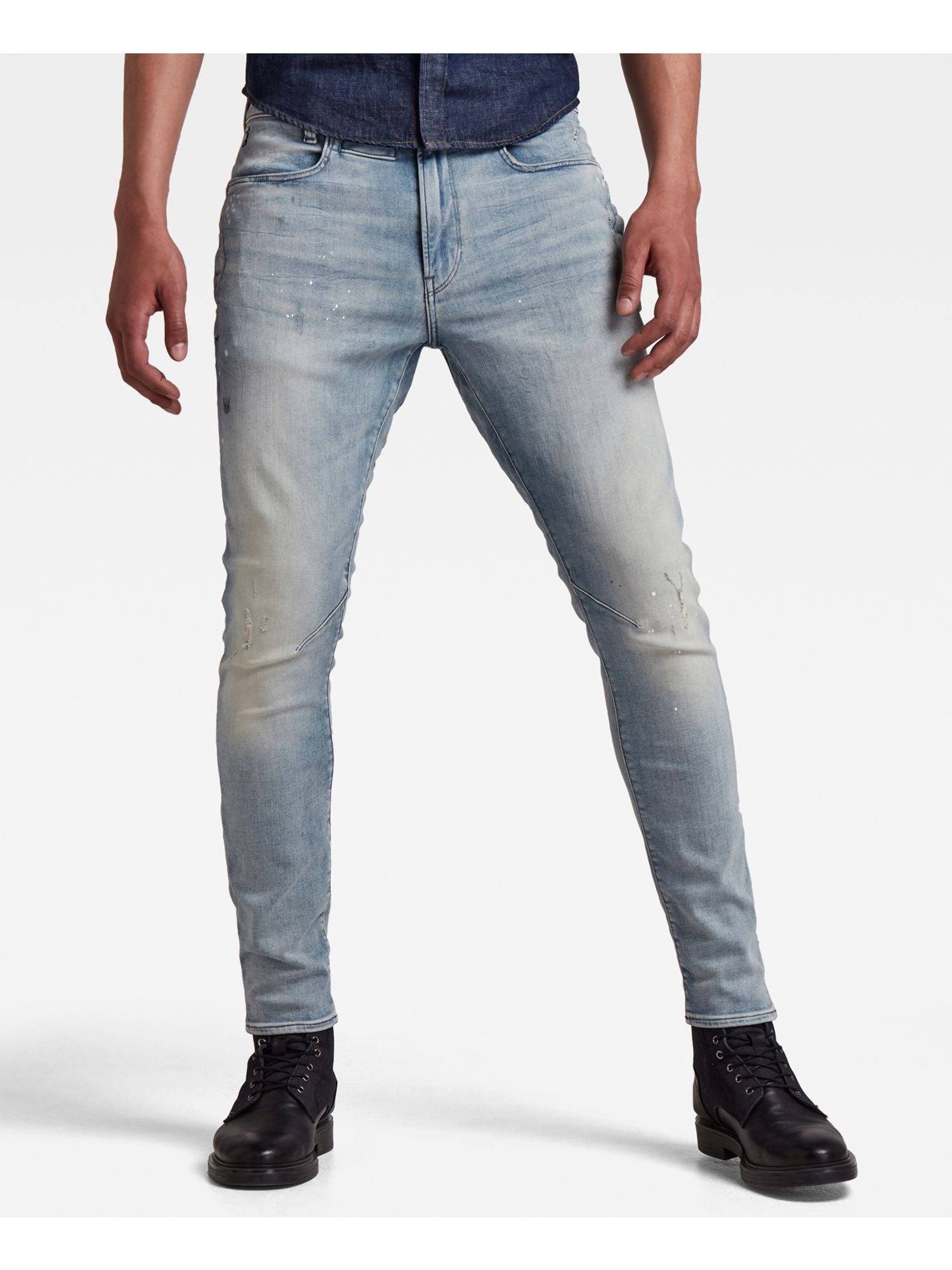G-STAR RAW Mens D-staq 3d Light Blue Easy Care, Slim Fit Denim Jeans W30/  L30