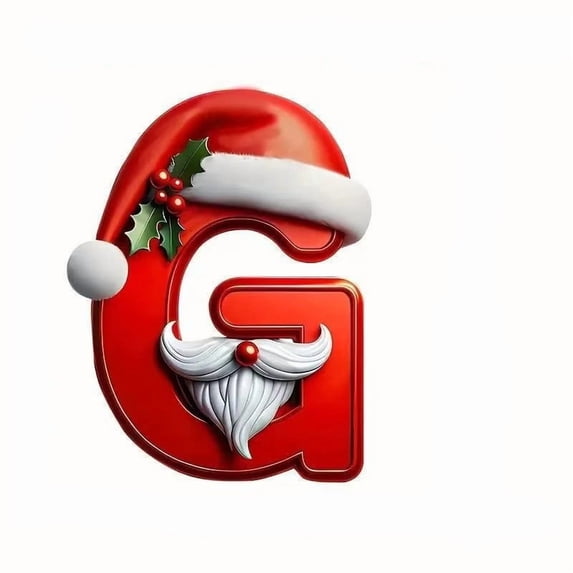 G Santa Hat Themed Alphabet Ornaments G Acrylic Letters With Silver Thread For Holiday Decor