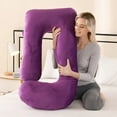 thumbnail image 1 of 43in.x 67in. G-Shape Pregnancy Pillows, Full Body Maternity Pillows with Removable Cover for Expecting Moms, Crystal Velvet Purple, 1 of 5