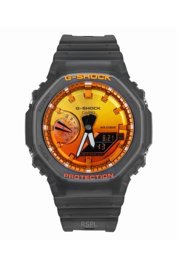 G-Shock Analog Digital Resin Strap Orange Dial Quartz GA-2100FLS-8A4 200M Men's Watch