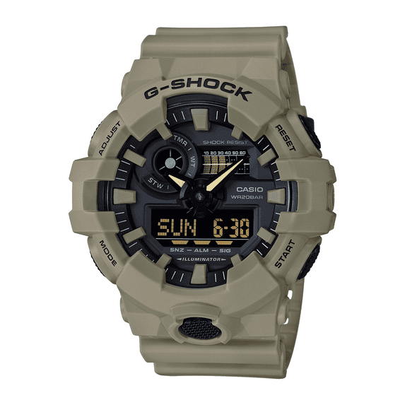 G-Shock Front Button Analog Digital Resin Watch in Beige GA700UC-5A