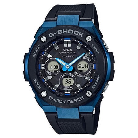 G-Shock G-STEEL SLIM Mens Tough Solar Black Blue Watch GSTS300G-1A2
