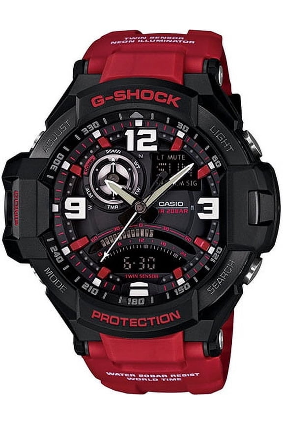 G-Shock GA1000-4B Aviation Black Dial Red Resin Quartz Men's Watch