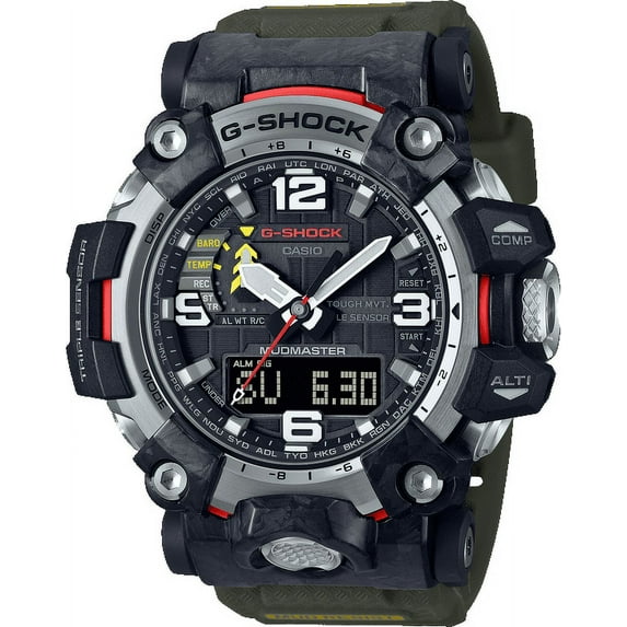 G-Shock Men New Thinner Carbon Mudmaster Watch, Solar Green
