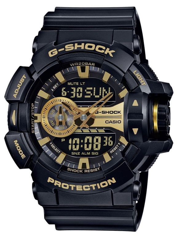 G-Shock by Casio Men's 55mm Resin Shock Resistant Wristwatch, Black & Gold, (GA400GB-1A9CR)