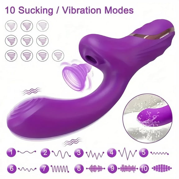 G Spot Clitoris Vibrator with 10 Licking and Vibration Modes, Double Stimulation Licking Tongue Dildo Rabbit Vibrator Adult Sex Toy for Women, Couples