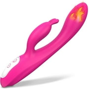 G Spot Rabbit Vibrator with Heating Function, Rose Sex Toys for Clitoris G-spot Stimulation,Waterproof Dildo Vibrator with 9 Powerful Vibrations Dual Motor Stimulator for Women or Couple Fun
