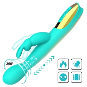 G-Spot Rabbit Vibrator with Telescoping & Rotating,Heating & 10 Vibration Modes,C-spot Stimulator Adult Sex Toys for Women Couples-Green