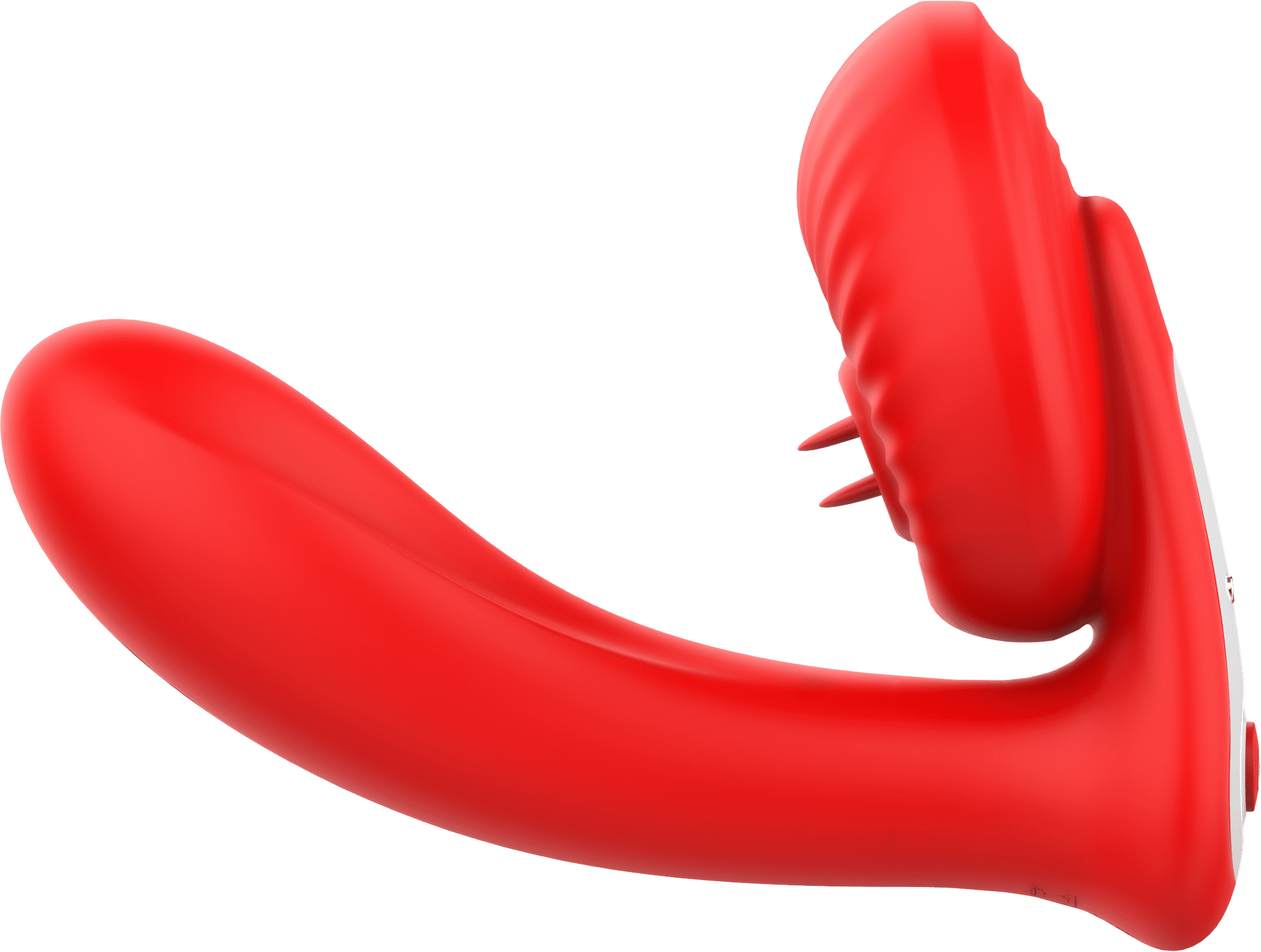 Foxshow G-Spot Vibrator with 3D Silky Textured Lips and Tongue, Red