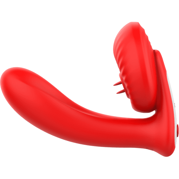 Foxshow G-Spot Vibrator with 3D Silky Textured Lips and Tongue, Red