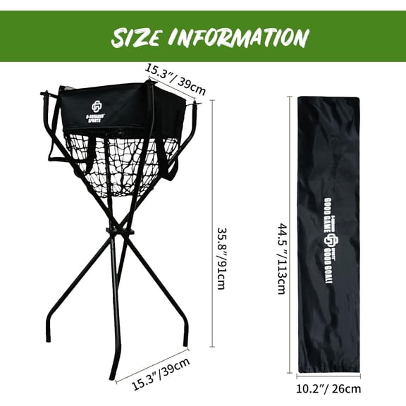 G-Squared Heavy Duty Ball Caddy Cart | Portable Storage for 100+ Baseballs or Pickleballs | Tool-Free Setup & Detachable Bag for Practice, Games, Team Sports